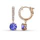1 - Nita (6mm) Round Tanzanite and Diamond Dangle Huggie Hoop Earrings 