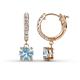 1 - Nita (6mm) Round Aquamarine and Diamond Dangle Huggie Hoop Earrings 