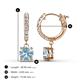 3 - Nita (6mm) Round Aquamarine and Diamond Dangle Huggie Hoop Earrings 