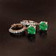 2 - Nita (6mm) Round Emerald and Diamond Dangle Huggie Hoop Earrings 