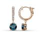 1 - Nita (6mm) Round Blue and White Diamond Dangle Huggie Hoop Earrings 