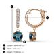 3 - Nita (6mm) Round Blue and White Diamond Dangle Huggie Hoop Earrings 