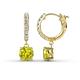 1 - Nita (6mm) Round Yellow and White Diamond Dangle Huggie Hoop Earrings 
