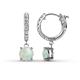 1 - Nita (6mm) Round Opal and Diamond Dangle Huggie Hoop Earrings 