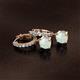 2 - Nita (6mm) Round Opal and Diamond Dangle Huggie Hoop Earrings 