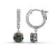 1 - Nita (6mm) Round Created Alexandrite and Diamond Dangle Huggie Hoop Earrings 