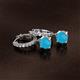 2 - Nita (6mm) Round Turquoise and Diamond Dangle Huggie Hoop Earrings 