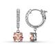 1 - Nita (6mm) Round Morganite and Diamond Dangle Huggie Hoop Earrings 