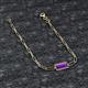 2 - Aniya 10x5 mm Baguette Cut Amethyst Solitaire Paperclip Chain Bracelet 