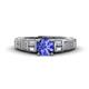 1 - Amya Desire Round Tanzanite with Round and Baguette Diamond Engagement Ring 