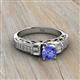2 - Amya Desire Round Tanzanite with Round and Baguette Diamond Engagement Ring 