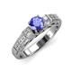 3 - Amya Desire Round Tanzanite with Round and Baguette Diamond Engagement Ring 