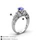 4 - Amya Desire Round Tanzanite with Round and Baguette Diamond Engagement Ring 