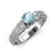 3 - Amya Desire Round Aquamarine with Round and Baguette Diamond Engagement Ring 