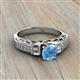 2 - Amya Desire Round Blue Topaz with Round and Baguette Diamond Engagement Ring 