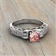 2 - Amya Desire Round Morganite with Round and Baguette Diamond Engagement Ring 