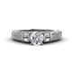 1 - Amya Desire Round Forever Brilliant Moissanite with Round and Baguette Diamond Engagement Ring 