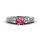 1 - Amya Desire Round Pink Tourmaline with Round and Baguette Diamond Engagement Ring 
