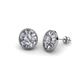 1 - Dahlia Iris Oval Cut and Baguette Diamond Milgrain Halo Stud Earrings 