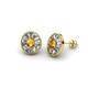1 - Dahlia Iris Oval Cut Citrine and Baguette Diamond Milgrain Halo Stud Earrings 