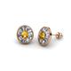 1 - Dahlia Iris Oval Cut Citrine and Baguette Diamond Milgrain Halo Stud Earrings 