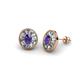 1 - Dahlia Iris Oval Cut Iolite and Baguette Diamond Milgrain Halo Stud Earrings 