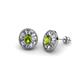 1 - Dahlia Iris Oval Cut Peridot and Baguette Diamond Milgrain Halo Stud Earrings 