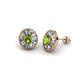 1 - Dahlia Iris Oval Cut Peridot and Baguette Diamond Milgrain Halo Stud Earrings 