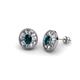 1 - Dahlia Iris Oval Cut London Blue Topaz and Baguette Diamond Milgrain Halo Stud Earrings 
