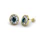 1 - Dahlia Iris Oval Cut London Blue Topaz and Baguette Diamond Milgrain Halo Stud Earrings 