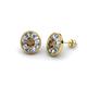 1 - Dahlia Iris Oval Cut Smoky Quartz and Baguette Diamond Milgrain Halo Stud Earrings 