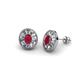 1 - Dahlia Iris Oval Cut Ruby and Baguette Diamond Milgrain Halo Stud Earrings 