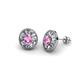 1 - Dahlia Iris Oval Cut Pink Sapphire and Baguette Diamond Milgrain Halo Stud Earrings 