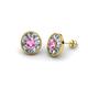 1 - Dahlia Iris Oval Cut Pink Sapphire and Baguette Diamond Milgrain Halo Stud Earrings 