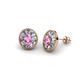 1 - Dahlia Iris Oval Cut Pink Sapphire and Baguette Diamond Milgrain Halo Stud Earrings 