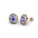 1 - Dahlia Iris Oval Cut Tanzanite and Baguette Diamond Milgrain Halo Stud Earrings 