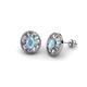 1 - Dahlia Iris Oval Cut Aquamarine and Baguette Diamond Milgrain Halo Stud Earrings 