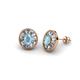 1 - Dahlia Iris Oval Cut Aquamarine and Baguette Diamond Milgrain Halo Stud Earrings 