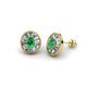 1 - Dahlia Iris Oval Cut Emerald and Baguette Diamond Milgrain Halo Stud Earrings 
