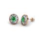 1 - Dahlia Iris Oval Cut Emerald and Baguette Diamond Milgrain Halo Stud Earrings 
