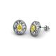 1 - Dahlia Iris Oval Cut Yellow Sapphire and Baguette Diamond Milgrain Halo Stud Earrings 