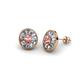 1 - Dahlia Iris Oval Cut Morganite and Baguette Diamond Milgrain Halo Stud Earrings 