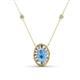 1 - Dahlia Iris 0.69 ctw Oval Cut Blue Topaz and Baguette Diamond Milgrain Halo Pendant Necklace with Diamond Stations 