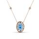 1 - Dahlia Iris 0.69 ctw Oval Cut Blue Topaz and Baguette Diamond Milgrain Halo Pendant Necklace with Diamond Stations 