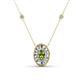 1 - Dahlia Iris 0.73 ctw Oval Cut Peridot and Baguette Diamond Milgrain Halo Pendant Necklace with Diamond Stations 