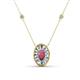 1 - Dahlia Iris 0.73 ctw Oval Cut Rhodolite Garnet and Baguette Diamond Milgrain Halo Pendant Necklace with Diamond Stations 