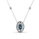 1 - Dahlia Iris 0.73 ctw Oval Cut London Blue Topaz and Baguette Diamond Milgrain Halo Pendant Necklace with Diamond Stations 