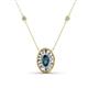 1 - Dahlia Iris 0.73 ctw Oval Cut London Blue Topaz and Baguette Diamond Milgrain Halo Pendant Necklace with Diamond Stations 