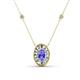 1 - Dahlia Iris 0.73 ctw Oval Cut Tanzanite and Baguette Diamond Milgrain Halo Pendant Necklace with Diamond Stations 