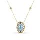 1 - Dahlia Iris 0.76 ctw Oval Cut Aquamarine and Baguette Diamond Milgrain Halo Pendant Necklace with Diamond Stations 